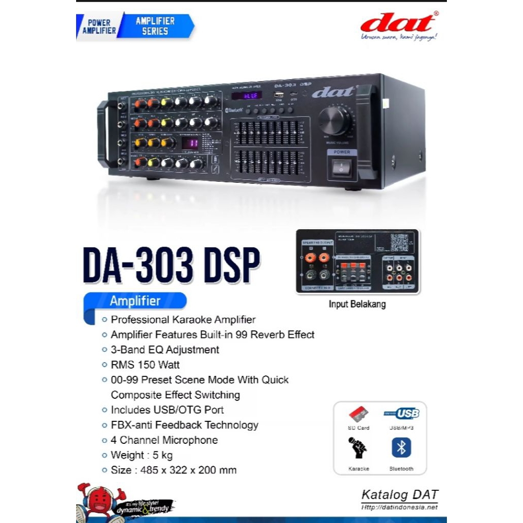 AMPLIFIER DAT DA 303 DSP EQUALIZER BLUETOOTH, ORIGINAL AMPLIFIER DAT