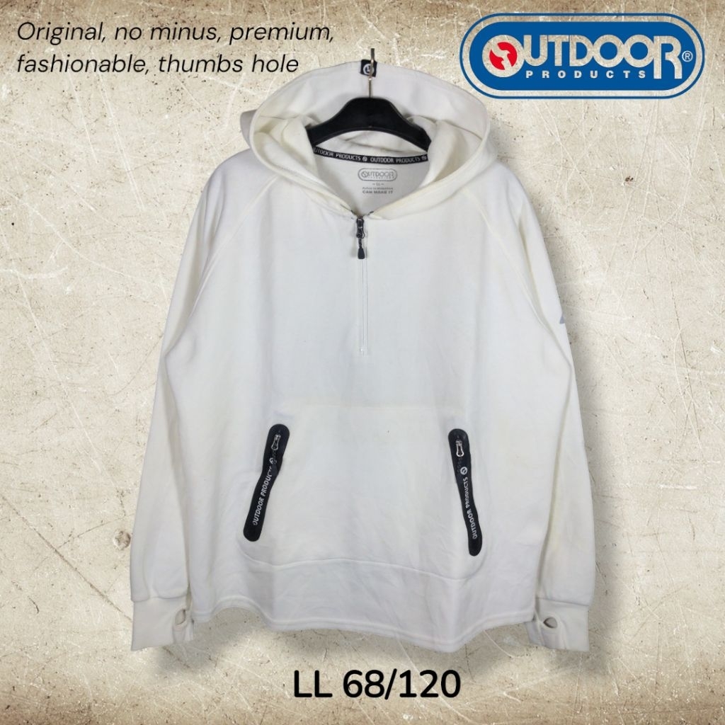 Outdoor Products Hoodie Half Zipper Pullover Jacket Thumbhole Cotton Size LL XL Premium