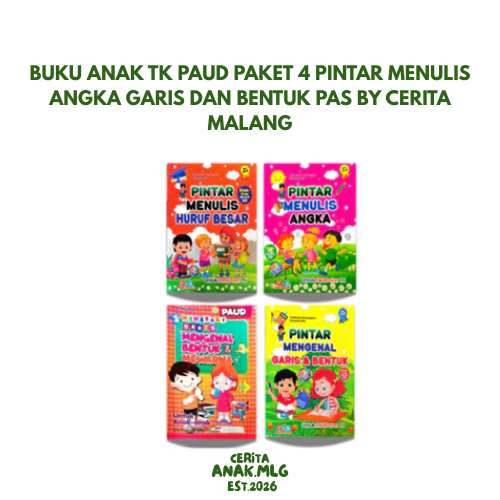 Buku Anak TK PAUD Paket 4 Pintar Menulis Angka Garis dan Bentuk PAS By Cerita Malang