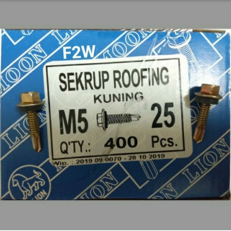 (DOS) Baut Roofing / Baut Spandek / Baut Drilling / Skrup Roofing / Skrup Spandek 2.5 CM (400 Pcs)