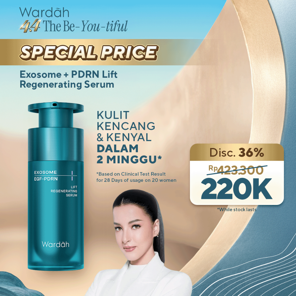 WARDAH Exosome + PDRN Lift Regenerating Serum 30ml - Glass Skin, Serum Mencerahkan Wajah, Clinic Tre