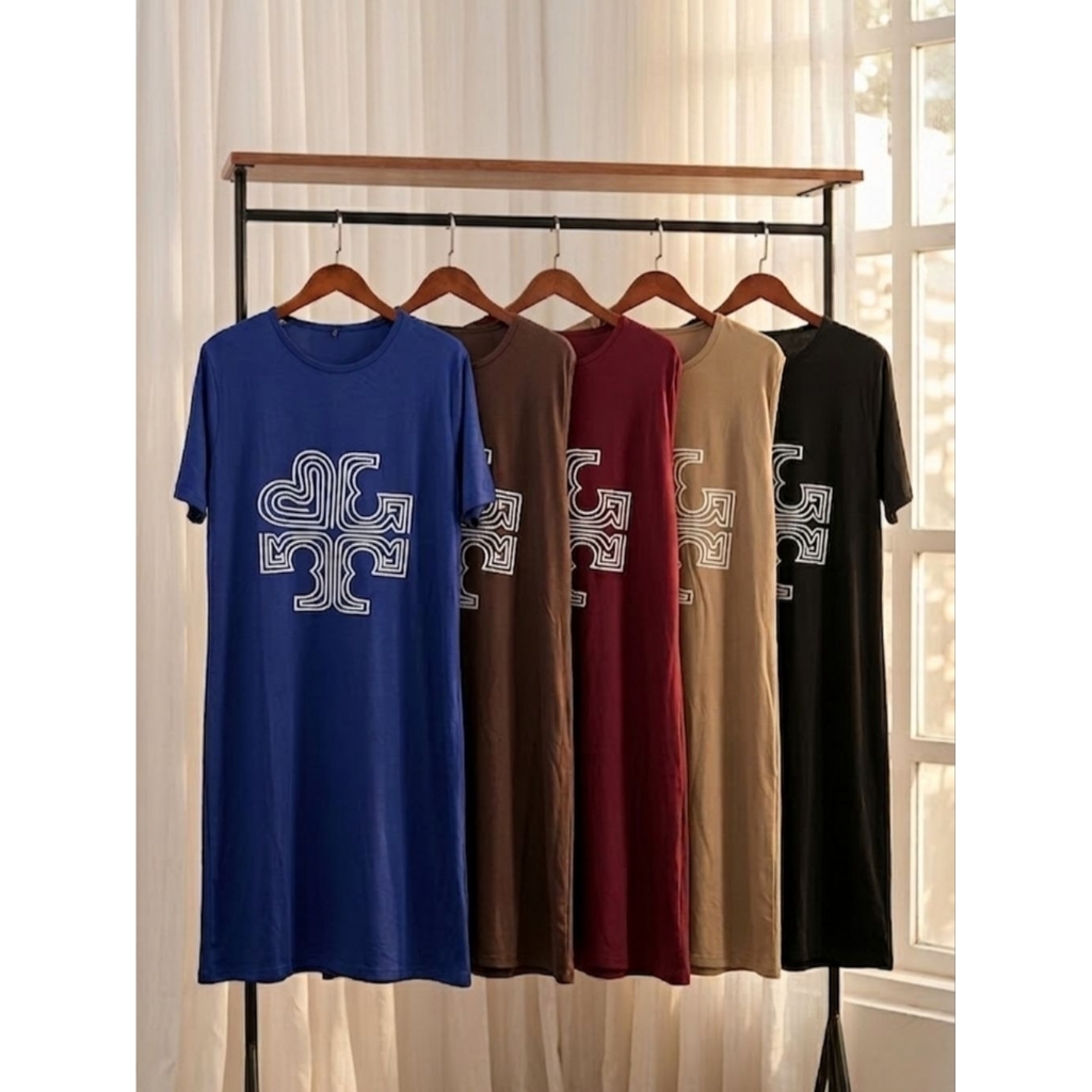 Long Dress Wanita  Lengan Pendek Spandex