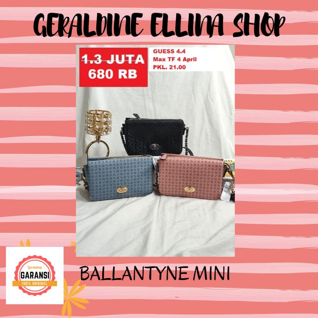 Tas Guess wanita sling bag ORIGINAL 100% sale BALLANTYNE MINI FLAP