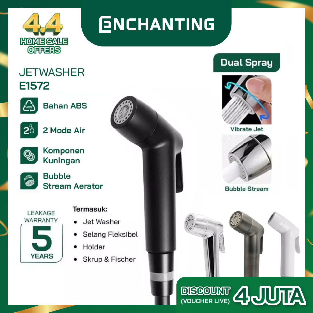 Bidet Shower Jet Washer Dual Spray Kuningan Anti Karat Tekanan Tinggi
