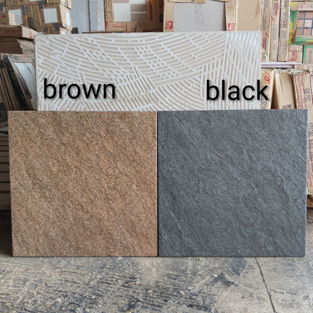 keramik 40x40 lantai semi kasar timbul rock oscar matt doff bergelombang teras garasi balkon gemilan
