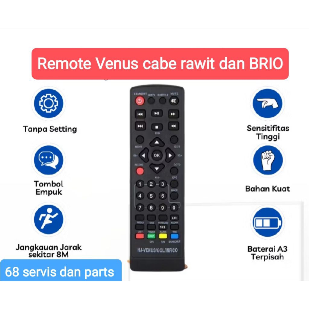 Remote stb Venus cabe rawit dan BRIO