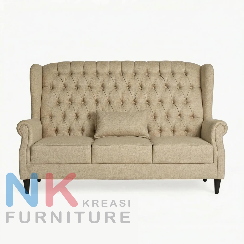 Sofa Wing Chair classic 3 Dudukan, Kursi Sofa WingChair 3 Dudukan, Sofa Arm Chair Mewah Modern