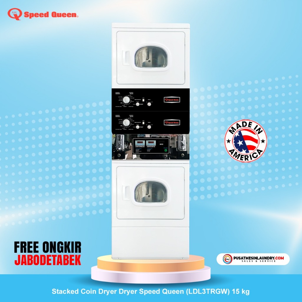 Speed Queen Set Stack Coin Dryer Dryer Mesin Pengering Gas 15kg & Mesin Pengering Gas 15kg SQDD15