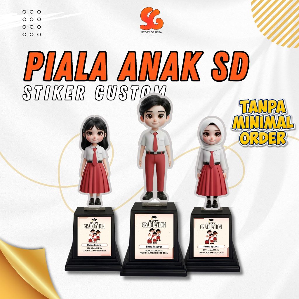 Piala Akrilik Wisuda Anak Sekolah SD | Sticker Custom + KOTAK MIKA | Hadiah Ranking,Penghargaan