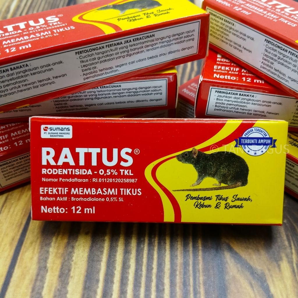 Rattus Rodentisida 12ml - Racun Tikus Cair Ampuh untuk Sawah, Kebun & Rumah