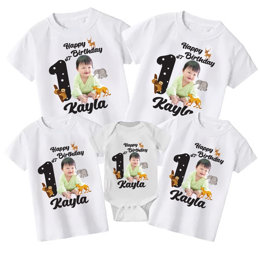 Kaos Couple/Keluarga - Birthday Animals Bisa Pakai Foto Custom - CTM01