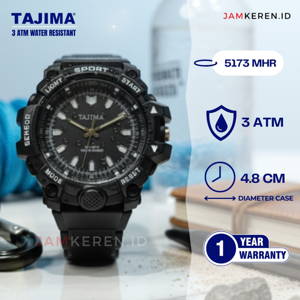 Tajima - Jam Tangan Pria - Jam Tangan Pria Anti Air - Tajima 5173 MHR Original 100% Anti Air