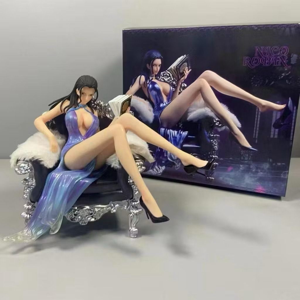 Mainan 17CM patung Manga 1 buah Nico Robin kursi berbaring postur seksi anak perempuan putri kartun 