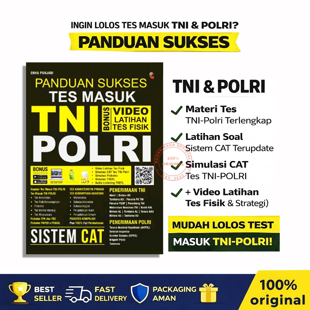 BUKU TNI POLRI - BUKU PSIKOTES TNI POLRI - PANDUAN SUKSES TES MASUK TNI POLRI SISTEM CAT