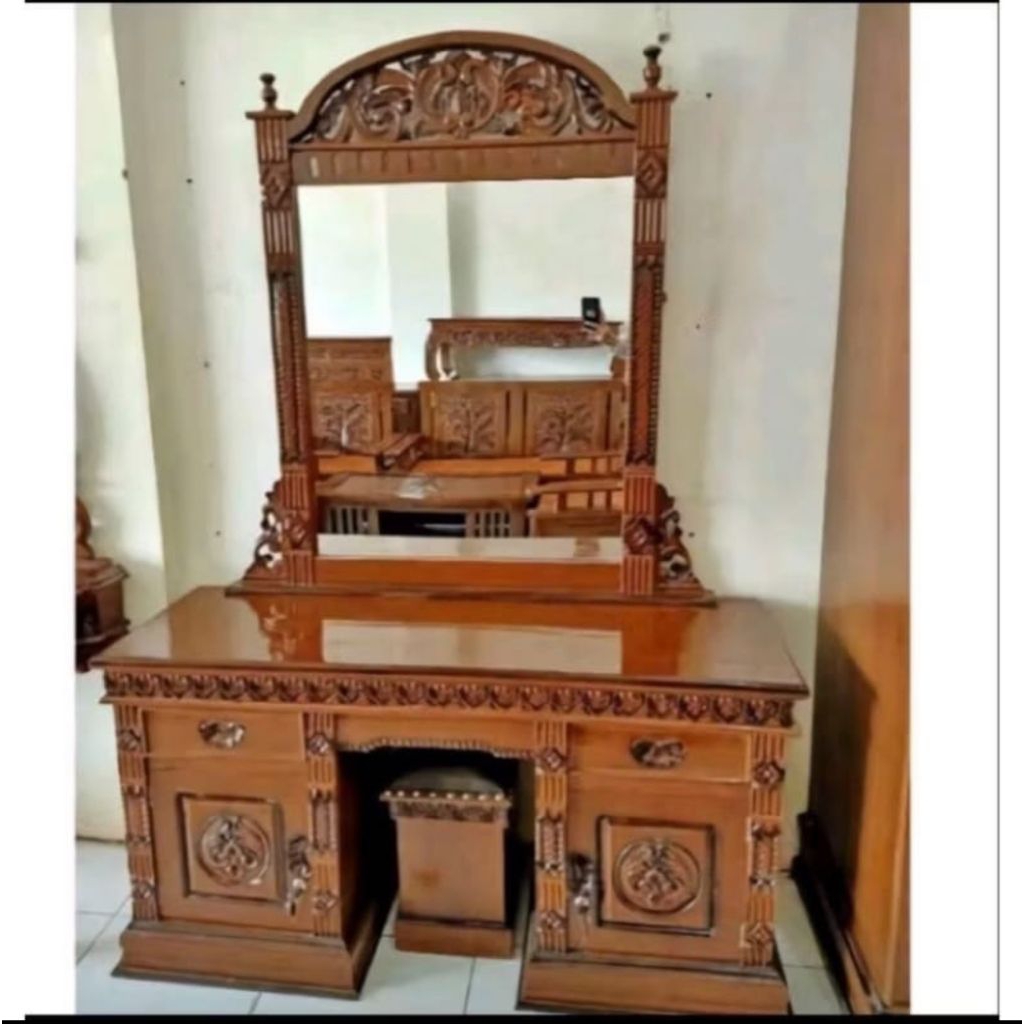 meja rias jati ukir jepara