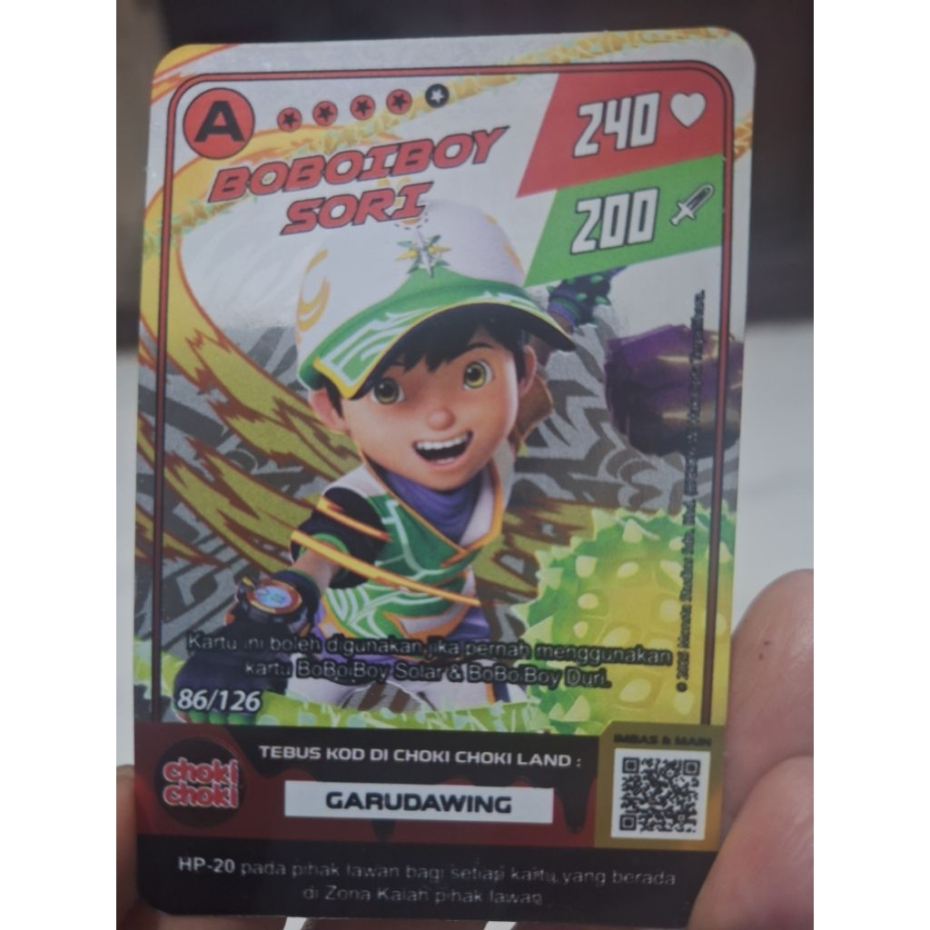 kartu boboiboy sori asli choki choki