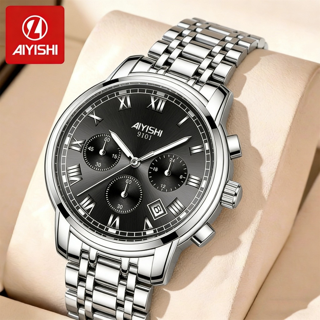 Jam Tangan Pria AIYISHI 9101 Mewah Bisnis Anti Air Original - Jam Tangan Pria Chronograph dengan Kal
