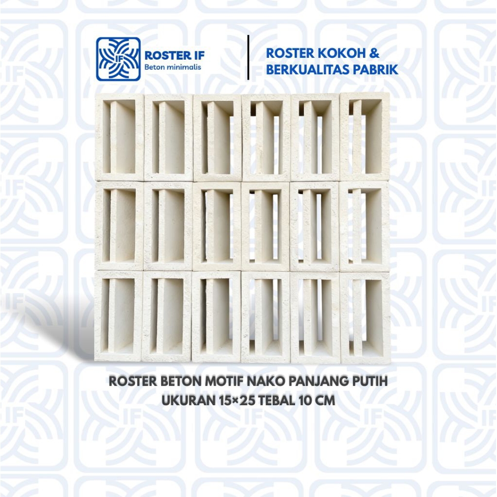 Roster beton minimalis | Roster nako panjang | Roster 2 sisi | Ventilasi udara | Loster beton minima