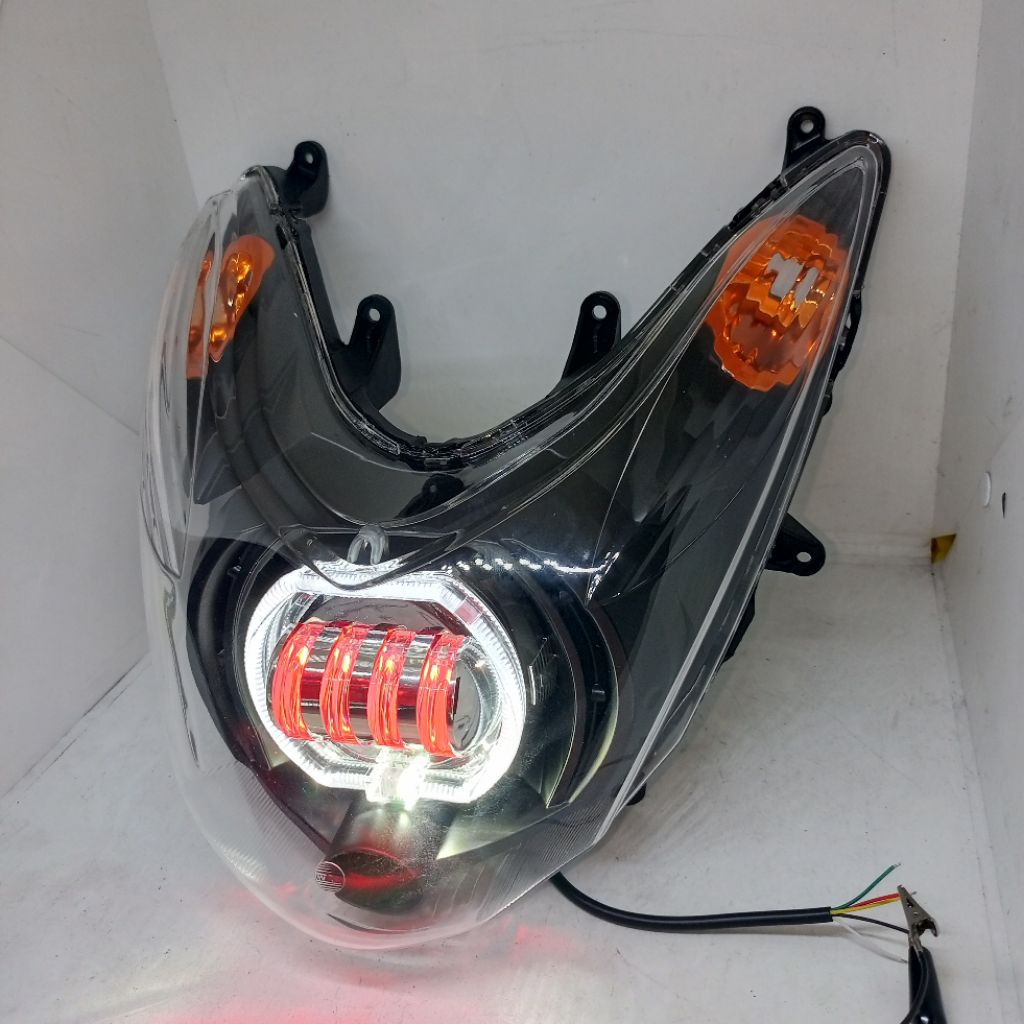 REDLEKTOR LAMPU DEPAN MIO SOUL KARBU PLUS PROJIE 4 LENSA FULLSET
