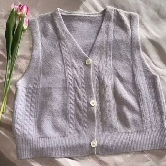 Preloved vest rajut/ rompi rajut/ vest cute/ vest rajut ungu