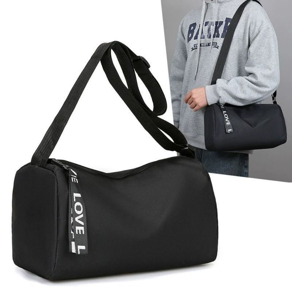 Tas Selempang Pria Nylon Korea Tas Bahu Pria Casual Trendy Tas Silang Pria Simple Tas Tabung Pria un