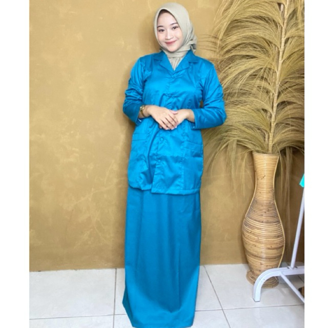 setelan PKK polos model blazer seragam PKK bahan tojiro warna hijau toska