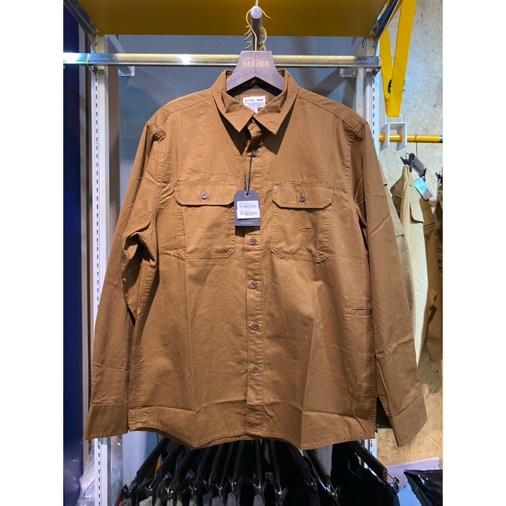 Kemeja MGEE Tactical Lengan Panjang Bahan Katun Ripstop Warna Coklat Original MGEE Camper Ckrr 022 B