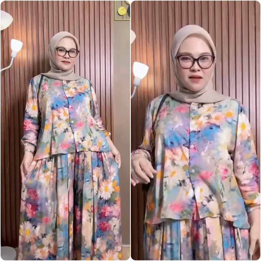 Maura Set / Setelan Balon Viral / OneSet Rayon Terbaru/setelan jumbo lengan balon