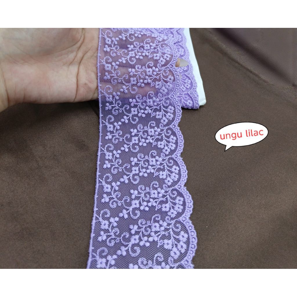 RENDA TILE FULL BORDIR LEBAR 7CM BUAT PINGGIRAN BAJU GAMIS,MUKENA/MOTIF TERBARU