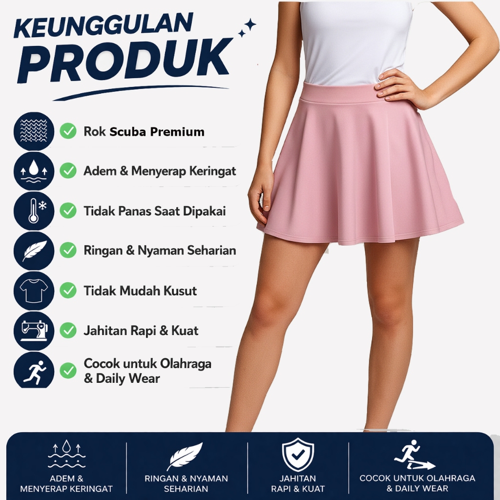 Rok Pendek Wanita, Rok Korea, Rok Pendek Jumbo, Rok Mini SKIRT , Rok Senam Aerobic Rok Zumba