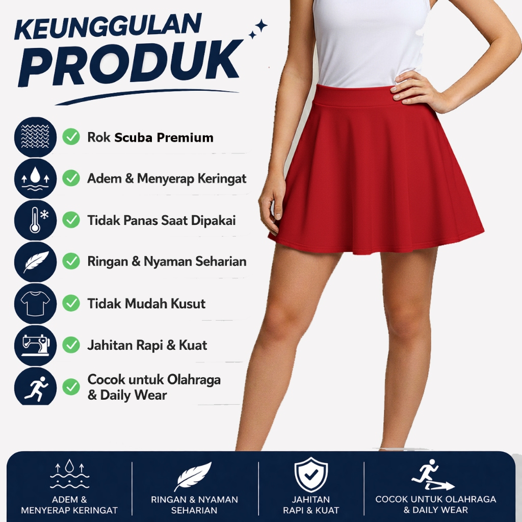 Rok Pendek Wanita, Rok  Korea, Rok Pendek Jumbo, Rok Mini SKIRT, Rok Senam Aerobic, Rok Zumba