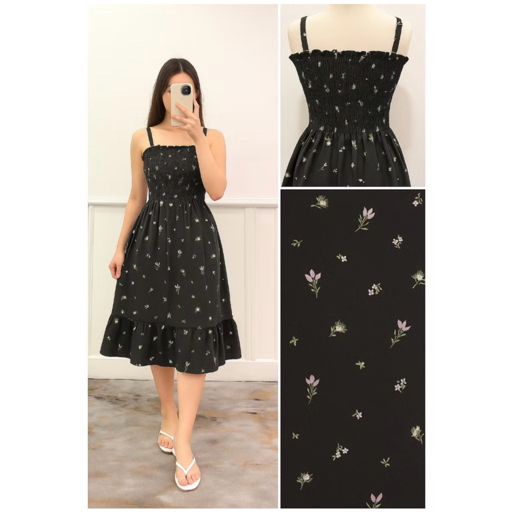Dress Wanita BABYDOLL DRESS Katun Motif (Tali Bisa Di Adjust)