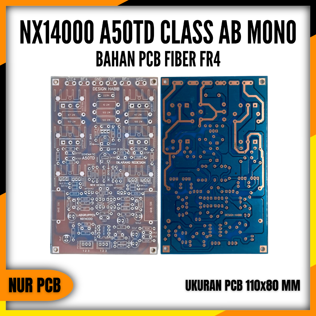 PCB Driver Power Amplifier NX14000 A50TD Mono 32-90VAC 11x8cm PA-026
