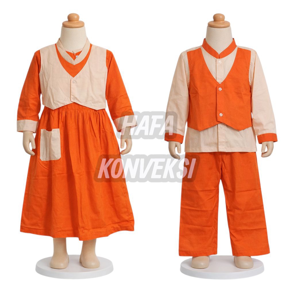 Baju Muslim Anak/Seragam Muslim Anak TK / PAUD Oren Model Rompi
