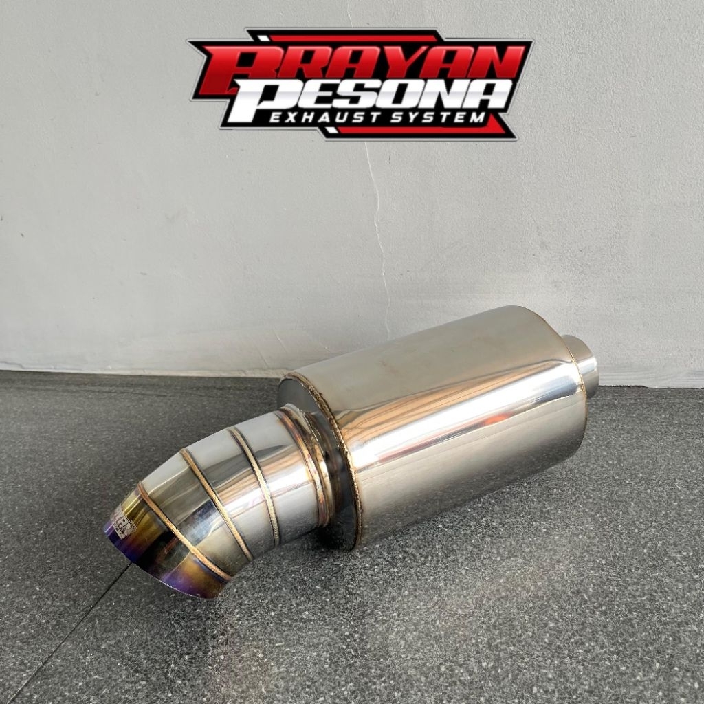 Knalpot Mobil Racing Brayan Curved Bass Muffler Tabung 4,5 Inch Inlet 1,5 Inch Tip 4 inch Trusted Si