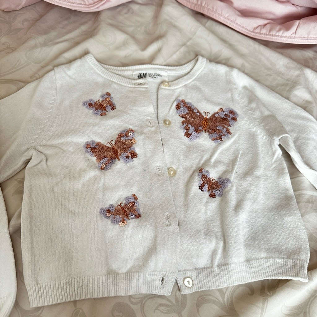 H&M Cardigan Anak Perempuan Putih Kupu-Kupu