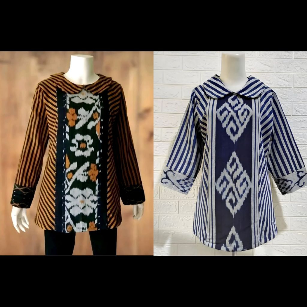 Blouse Tenun Troso, Baju Atasan Blouse Tenun Troso, Baju Blus Kerja Kantor Formal Tenun 95