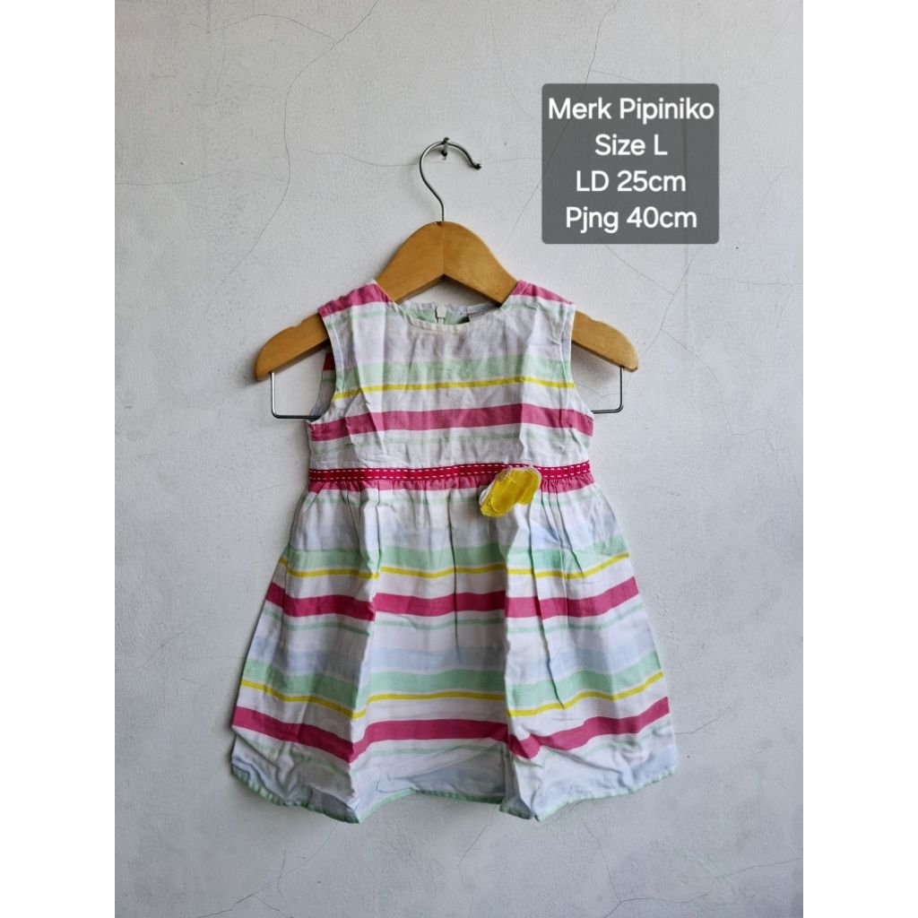 Preloved Dress anak perempuan motif salur merk Pipiniko