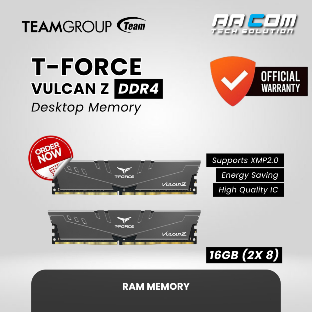 TEAM T-FORCE VULCAN Z RAM LONGDIMM DDR4 16GB (8GBX2) 3200MHZ GRAY
