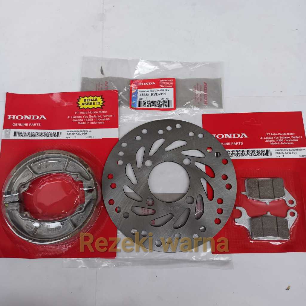 Paket Piringan Cakram & Kampas Rem Depan Belakang Honda Beat, Vario, Scoopy