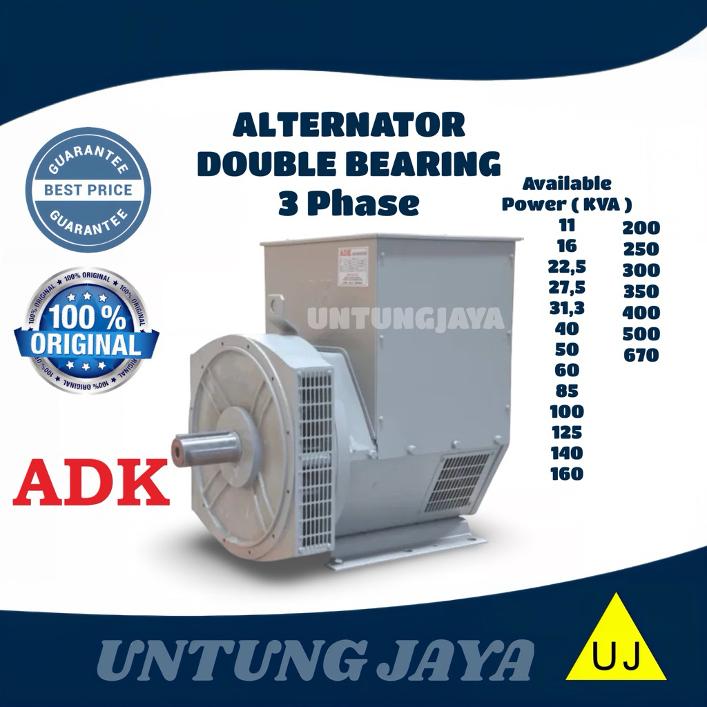 DINAMO LISTRIK ALTERNATOR GENERATOR ADK DOUBLE BEARING 31,3 KVA 25 KW // ADK GENERATOR DOUBLE BEARIN