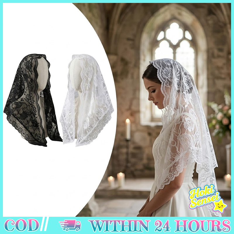 Kerudung Kecil Renda Segitiga Untuk Pernikahan Katun Lembut Cocok Sehari Hari Motif Bunga Elegan