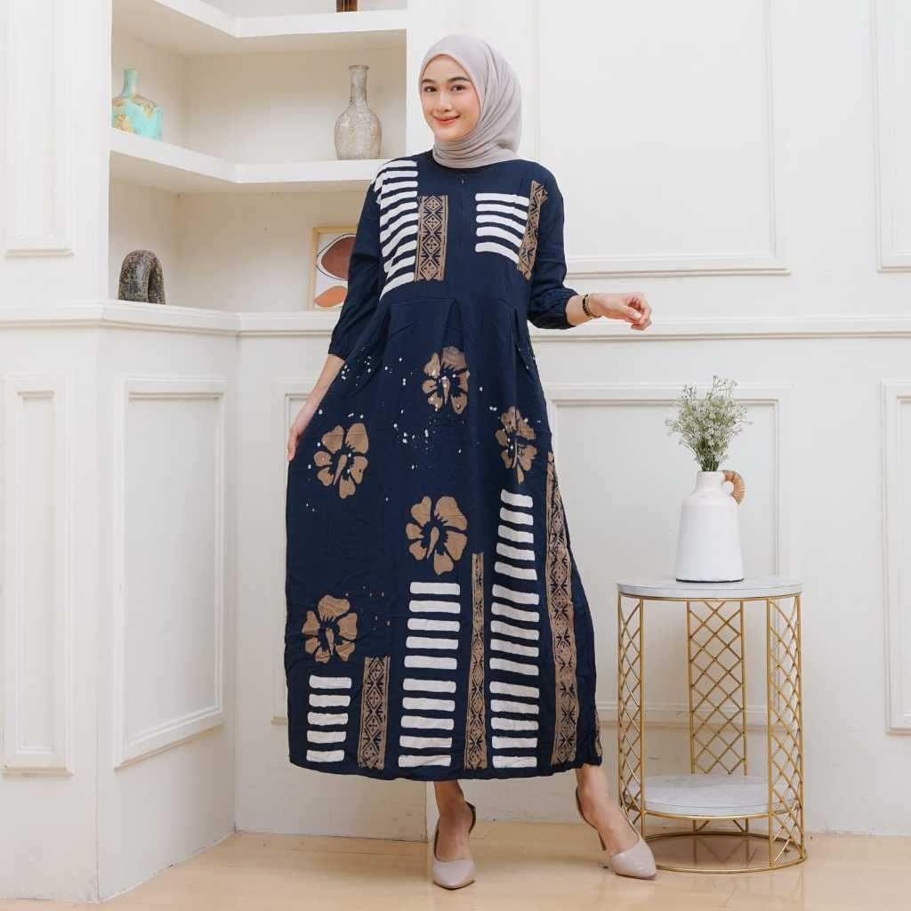 Golek Kencono Gamis  Rayon motif Elegan dengan Lengan 7/8