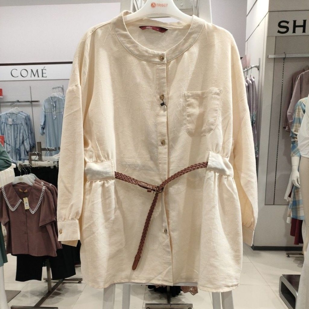 kemeja triset wanita free belt (LR50059005L2)