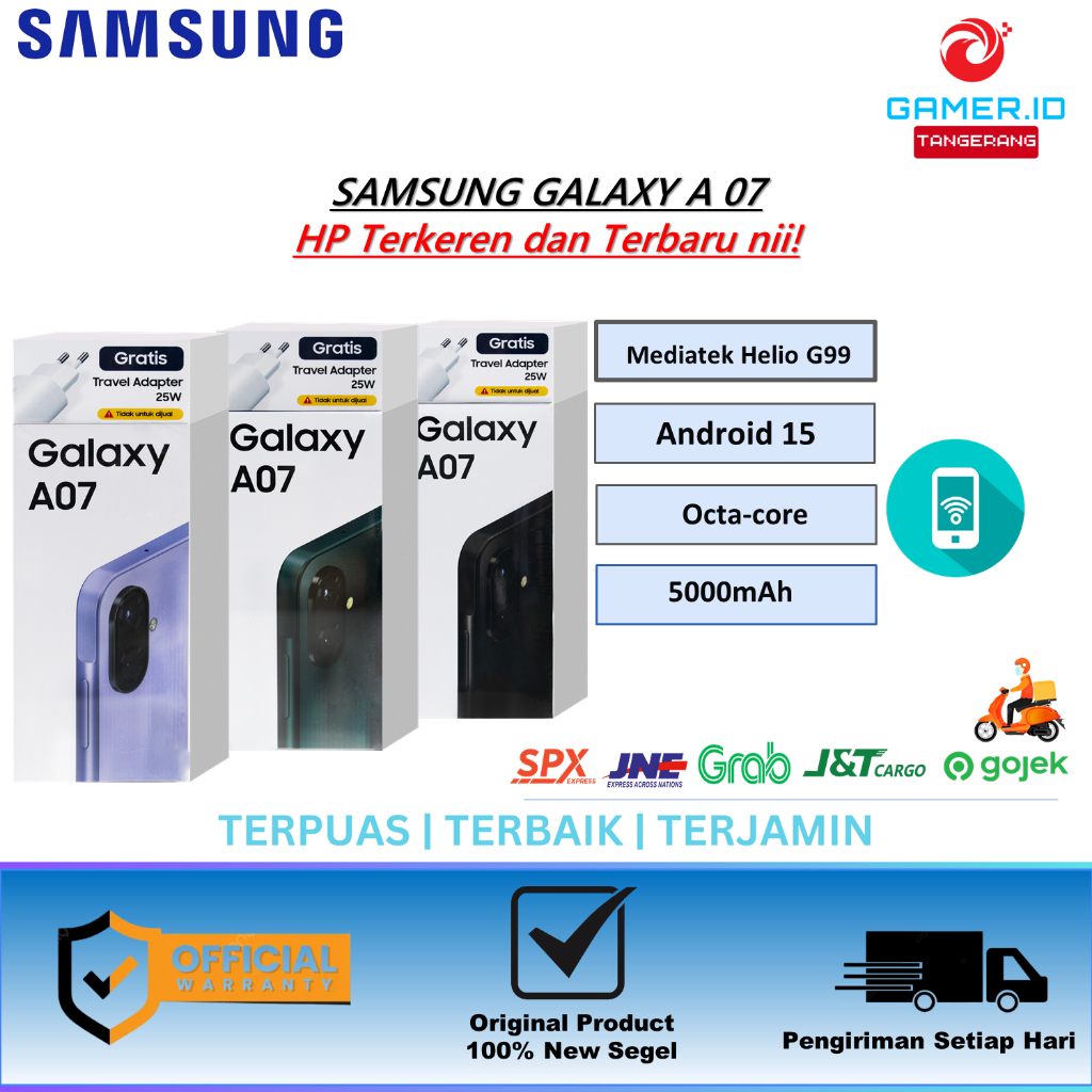 Hp Samsung Galaxy A07 Garansi Resmi Dual Sim 4/64GB 4/128GB 6/128GB 8/256GB Battery 5000 mAh - RESMI