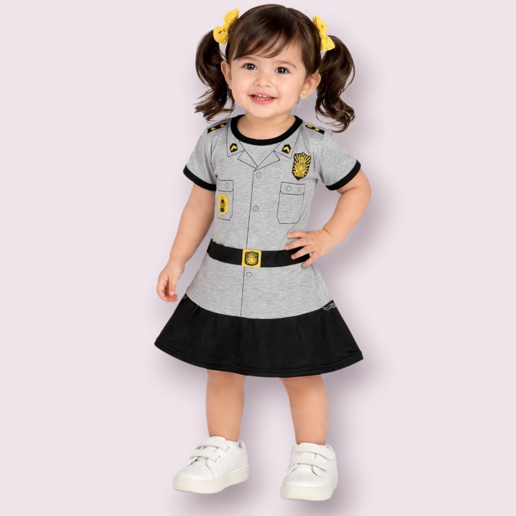 Setelan rok anak anak perempuan&celana motif polisi