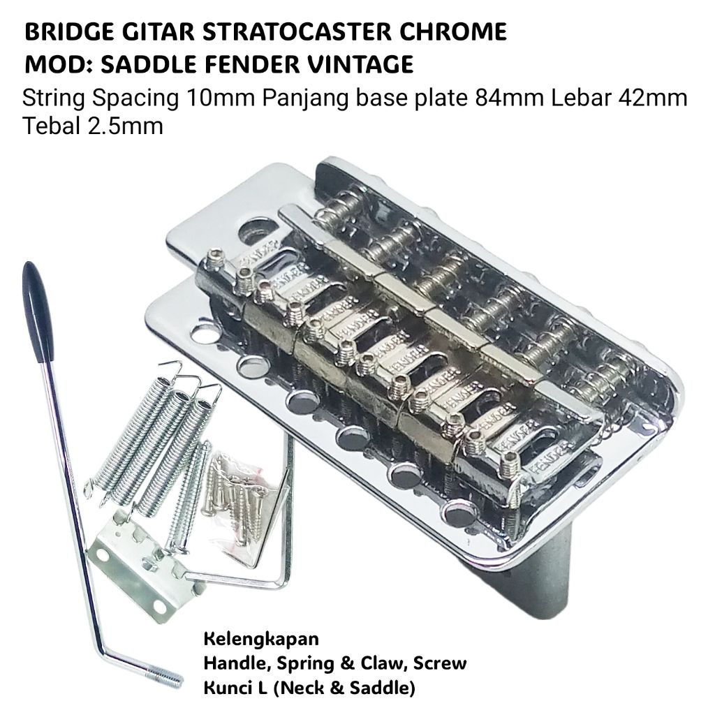 Bridge Gitar Stratocaster W/Original Saddle Fender American Vintage Chrome