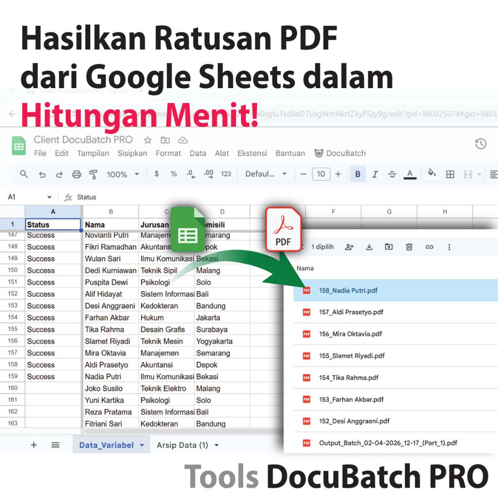 DocuBatch PRO - Cetak Ratusan Sertifikat Invoice Slip Gaji Otomatis dari Google Sheets ke PDF