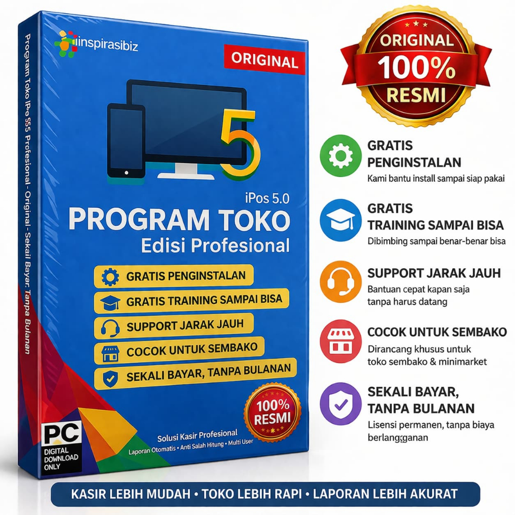 PROGRAM TOKO   IPOS 5.0 PROFESIONAL ORIGINAL  - APLIKASI KASIR-ANTI SALAH HITUNG - LAPORAN OTOMATIS 