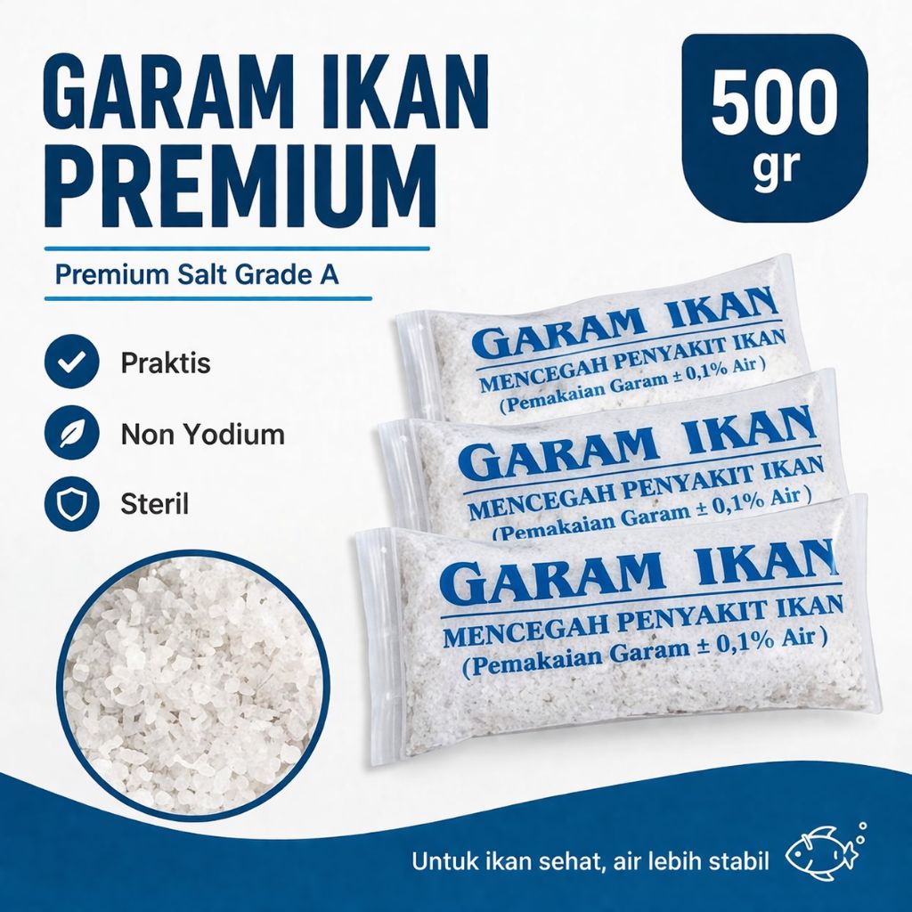 Garam Ikan Channa Louhan Cupang Arwana Air Tawar Laut Obat Jamur Bakteri 500gr